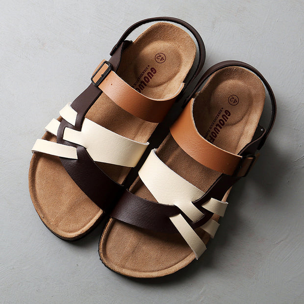 Sandalias de corcho unisex, huecas, de dos vías, planas, de verano, talla grande, para playa