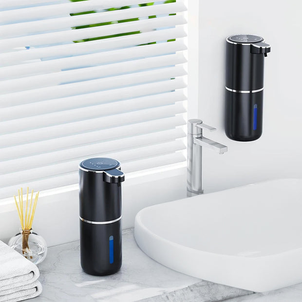 Dispensador de jabón con sensor sin contacto para baño y cocina. Modos de espuma y líquido.