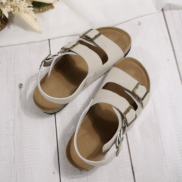 Sandalias de playa de corcho estilo coreano para mujer