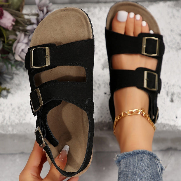 Sandalias de playa de corcho estilo coreano para mujer