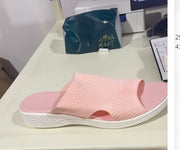 Sandalias y pantuflas informales de plataforma de poliuretano con parte superior tejida para mujer