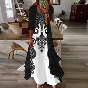 Vestido largo de dos piezas con estampado floral y mangas holgadas