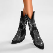 Botines con brillantes diamantes de imitación para mujer