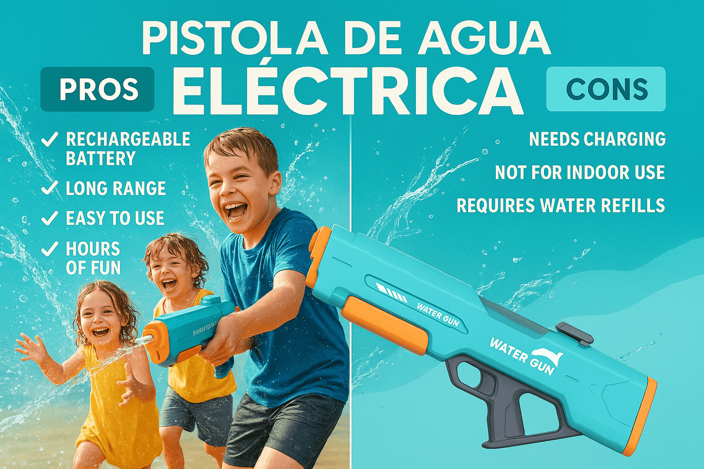 Publicidad Pistola de Agua Eléctrica - Pros vs Contras